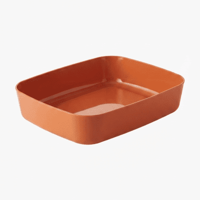 صينية تخزين مستطيلة متعددة الاستخدامات - برتقالي محروق): Versatile Rectangular Storage Tray - Burnt Orange