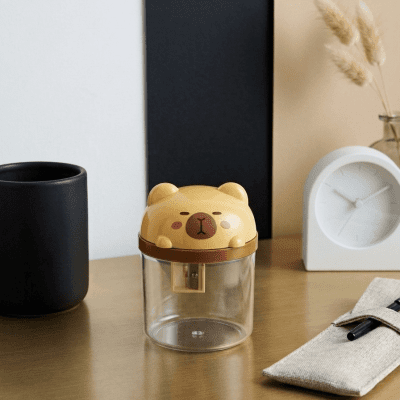 براية أقلام يدوية بتصميم الدب الكرتوني الكيوت (باللون الأصفر الدافئ) Cute Yellow Cartoon Bear Manual Pencil Sharpener