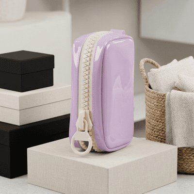 مقلمة سيليكون عصرية بسحاب عريض - لون لافندر. Pastel Lavender Silicone Pencil Case with Chunky Zipper.