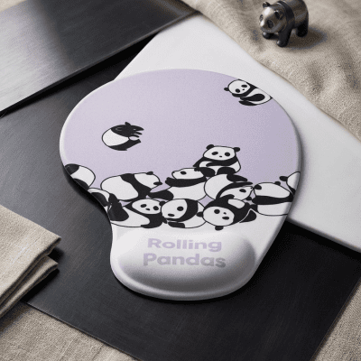 قاعدة ماوس طبية مريحة مع مسند للمعصم - رسومات باندا.Ergonomic Mouse Pad with Wrist Rest Support - Cute Panda Print.