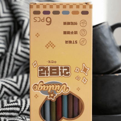 طقم أقلام جل ملونة عتيقة (6 قطع)Engtage Colored Gel Pen Set (6 Pcs