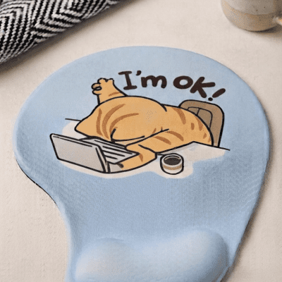 ماوس باد "أنا بخير" (شكل كرواسون ذائب) "I'm ok!" Croissant Wrist-Rest Mouse 