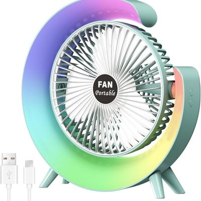 مروحة مكتب USB محمولة بـ3 سرعات مع 7 الوان متغيرة