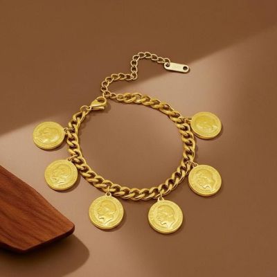 : انسيال جنيهات (أو سوار كوينز / ليرات).& : Coin Charm Bracelet (أو Gold Coin Chain Bracelet)