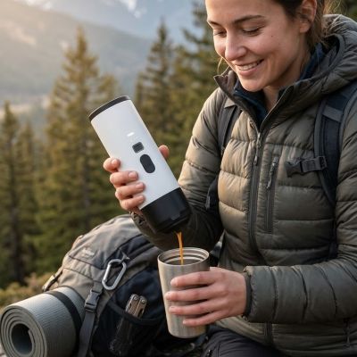 : Portable Espresso Maker  اسم المنتج بالعربية: ماكينة تحضير الإسبريسو المحمولة