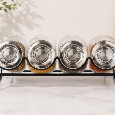 4 PCS Spice Jar Set with Rack