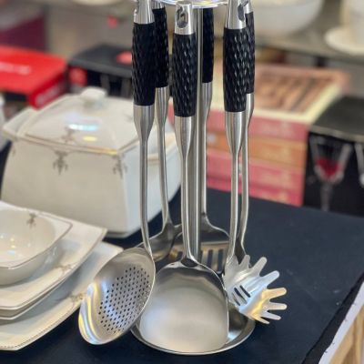 طقم توزيع استيل   6 قطعه  بالحامل متعددد الالوان