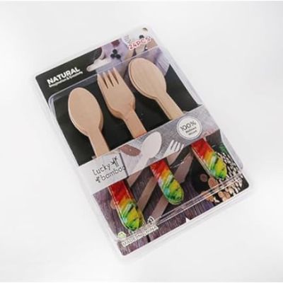 طقم ملاعق وشوك وسكاكين خشب 6 قطع من كل نوع