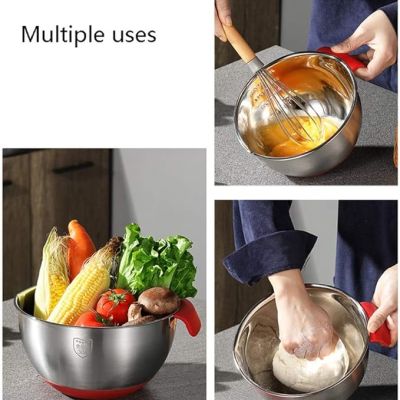 اوعية خلط ستانلس ستيل غير قابلة للانزلاق مع اغطية من كور اسينشالز - 