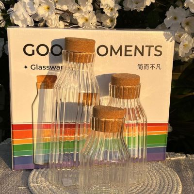 طقم برطمانات زجاج 3 قطع بغطاء خشب 