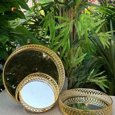 طقم صواني تقديم 3 قطع مدورين بأحجام مختلفة