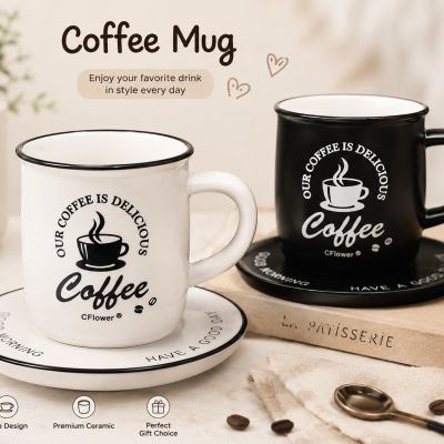 ✔️ Material: High Quality Ceramic ✔️ Colors: White & Black ✔️ Design: Modern & Elegant Style ✔️ Usage: Perfect for Coffee, Tea & Hot Drinks ✔️ Quality: Durable, Reusable & Easy to Clean  Short Description: Stylish ceramic coffee mug set wi