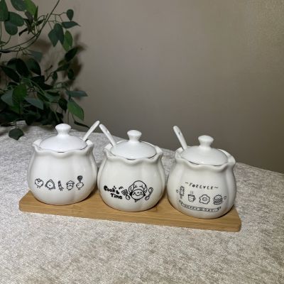 Generic 3-Piece Porcelain Spice Container 