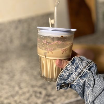 Ice Coffee Mug with Bow & Straw &ndash; Trending Item ✨🥤🎀