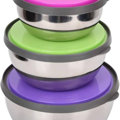 Set of stainless steel containers with lids