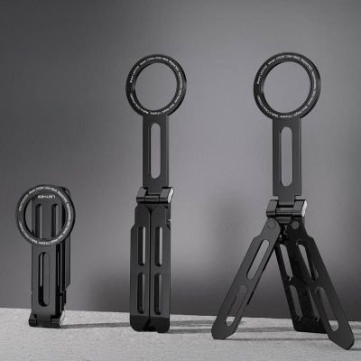 Ulanzi MA30 Carabiner-Mounted MagSafe Mobile Phone -Mounted Phone Tripod, a foldable aluminum stand with a magnetic mount for MagSafe-compatible smartphones. Designed for portability and convenience, it features a carabiner-style clip for quick attachment