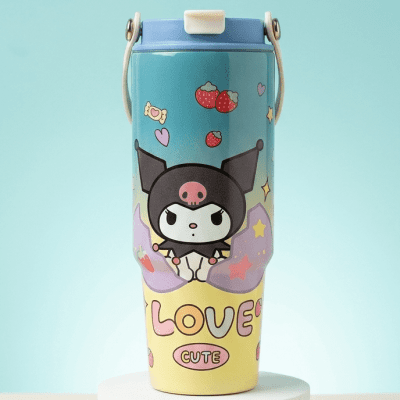 ​Featuring a dreamy blue-to-yellow gradient, adorable strawberries, and charming text, this insulated tumbler is a must-have for any Sanrio fan. Stay stylish and keep your drinks at the perfect temperature all day.