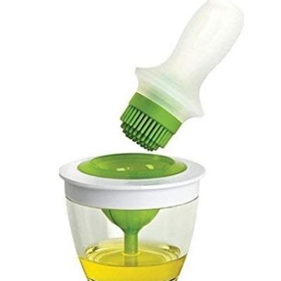 Silicone Chef Basting Set Glass Oil Pot with Dip Brush Dispenser