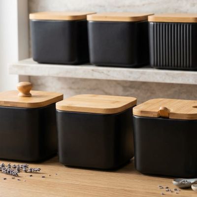 Matte black & natural wood&mdash;the perfect kitchen duo."
