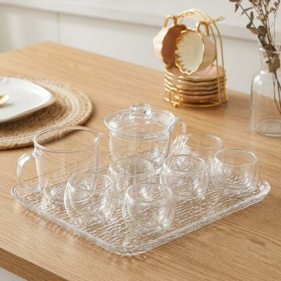 Serenity in every sip. ✨ Nothing beats the clarity and charm of this elegant glass serving set. Perfect for those quiet, cozy moments at home."