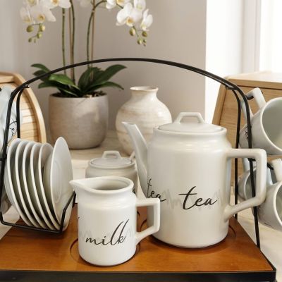 Everything in its place. Add a touch of organized elegance to your kitchen counter with this all-in-one tea set