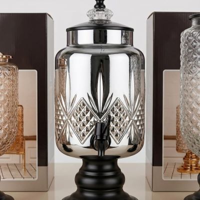 "Serve in style. The perfect glass beverage dispenser for your home gatherings."