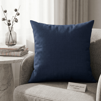 7040_غطاء وسادة سادة كحلي  (تصميم "هاودا")Premium Solid Linen Pillow Cover (HAODA Design)