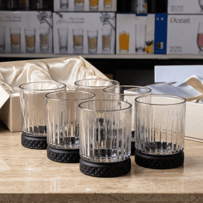 طقم أكواب ويسكي زجاجية فاخرة - 6 قطع& Luxury Whiskey Glass Set - 6 Pieces
